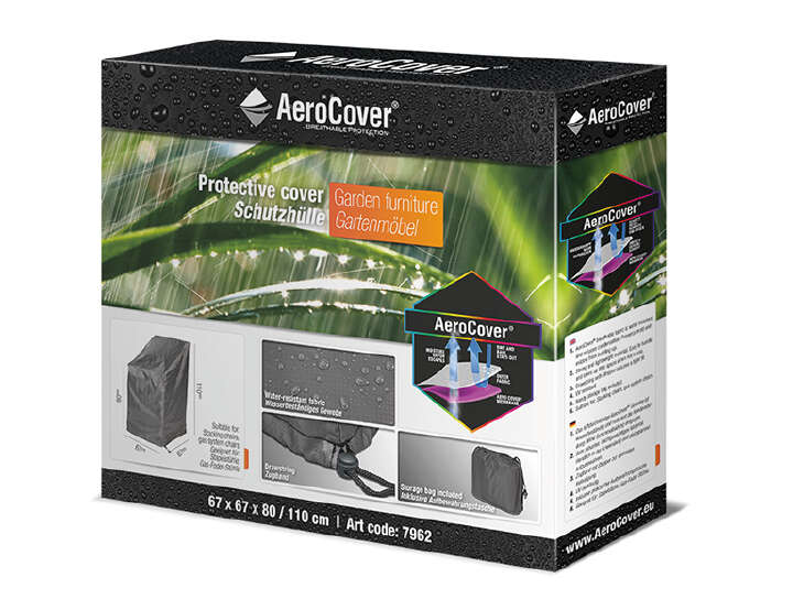 AeroCover Atmungsaktive Schutzhülle für Stapelstühle 67x67xH80/110 cm